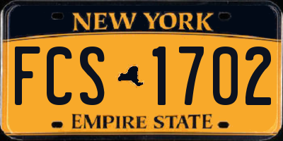 NY license plate FCS1702