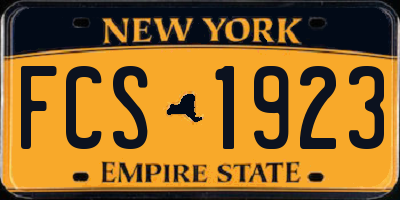 NY license plate FCS1923