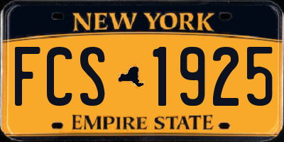NY license plate FCS1925