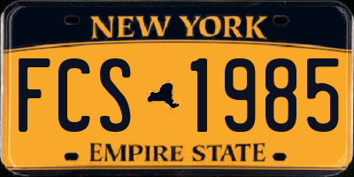 NY license plate FCS1985