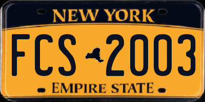 NY license plate FCS2003
