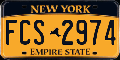 NY license plate FCS2974