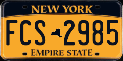 NY license plate FCS2985