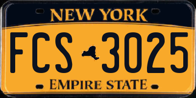 NY license plate FCS3025