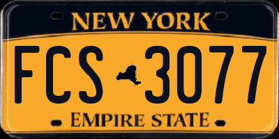 NY license plate FCS3077