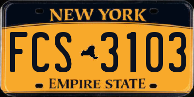 NY license plate FCS3103