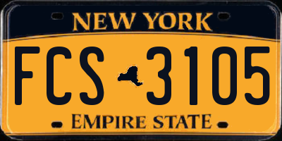 NY license plate FCS3105
