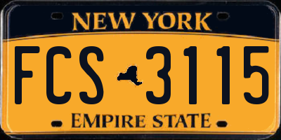 NY license plate FCS3115