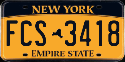 NY license plate FCS3418