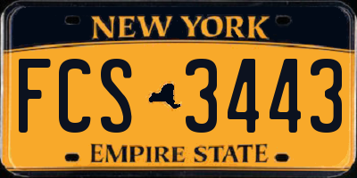 NY license plate FCS3443