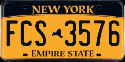 NY license plate FCS3576