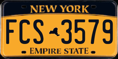 NY license plate FCS3579