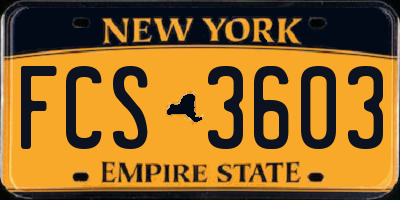 NY license plate FCS3603