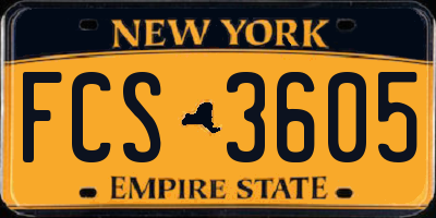 NY license plate FCS3605