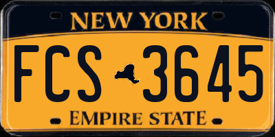 NY license plate FCS3645