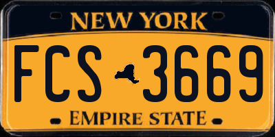 NY license plate FCS3669