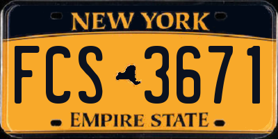 NY license plate FCS3671