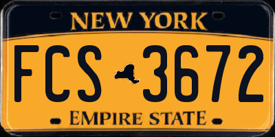 NY license plate FCS3672