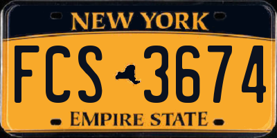 NY license plate FCS3674