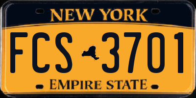 NY license plate FCS3701
