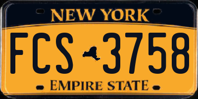 NY license plate FCS3758