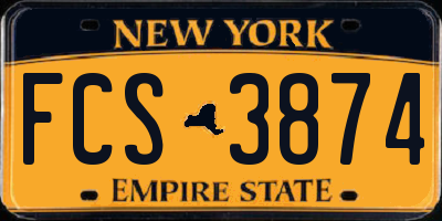 NY license plate FCS3874