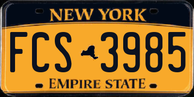 NY license plate FCS3985