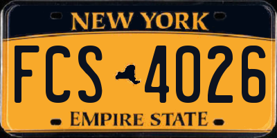 NY license plate FCS4026