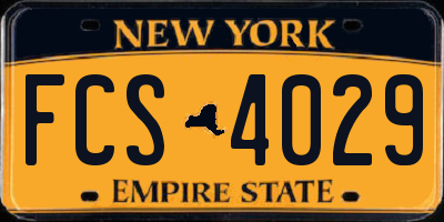 NY license plate FCS4029