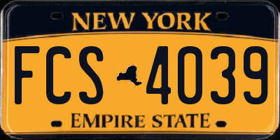 NY license plate FCS4039