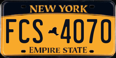 NY license plate FCS4070