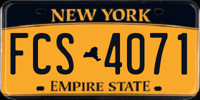 NY license plate FCS4071