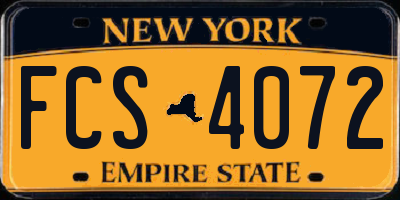NY license plate FCS4072