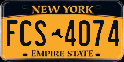 NY license plate FCS4074