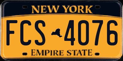 NY license plate FCS4076