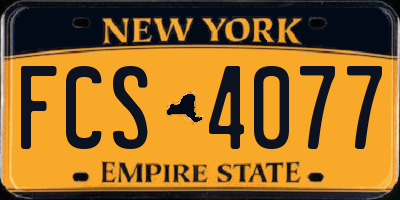 NY license plate FCS4077