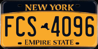 NY license plate FCS4096
