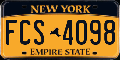 NY license plate FCS4098