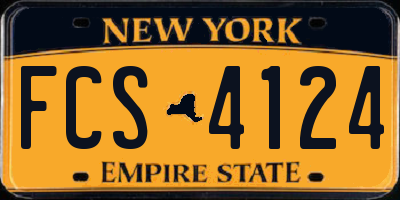 NY license plate FCS4124