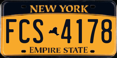NY license plate FCS4178