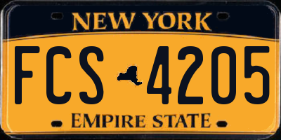 NY license plate FCS4205