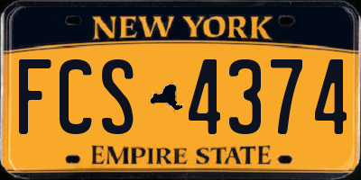 NY license plate FCS4374