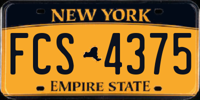 NY license plate FCS4375