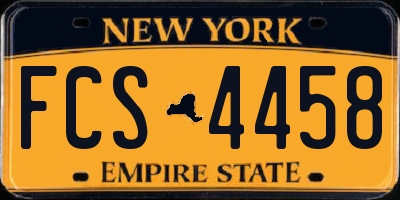 NY license plate FCS4458
