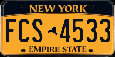 NY license plate FCS4533