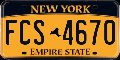 NY license plate FCS4670