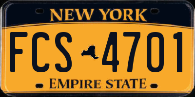 NY license plate FCS4701