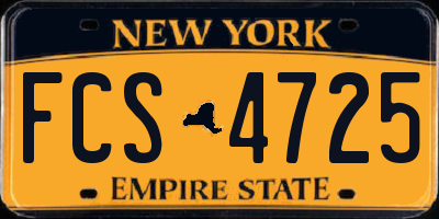 NY license plate FCS4725