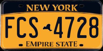 NY license plate FCS4728