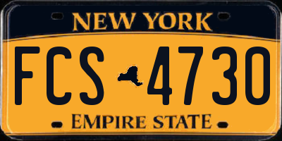 NY license plate FCS4730